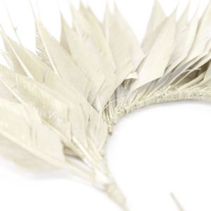 www.houseofadorn.com - Feather Diamond Tail Coque Spray Wire Mount - Ivory
