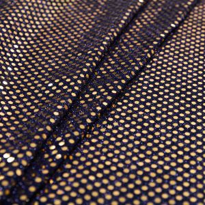 www.houseofadorn.com - Sequin Fabric - Disco Circle 3mm Sequins On Mesh Net w Lurex 112cm Style 8627 (Price per 1m) - Shiny - Light Navy with Gold