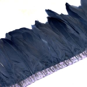 www.houseofadorn.com - Feather Goose Nagoire on Fringe (Price per 10cm) - Navy Blue