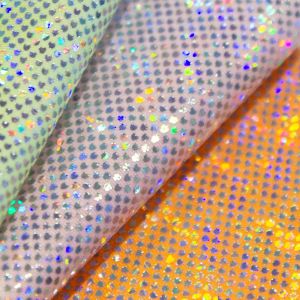 www.houseofadorn.com - Spandex Nylon Lycra 4 Way Stretch Fabric W150cm/190gm - Shattered Glass Hologram Foil Finish Ombre (Price per 1m) - Lemon, White and Coral