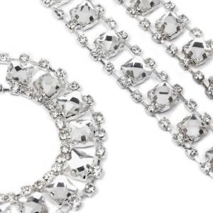www.houseofadorn.com - Rhinestone Trim - Diamante Square Crystal Chain 15mm Style 12135 (Price per 1m)
