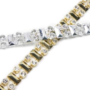 www.houseofadorn.com - Fancy Trim - Two Row Embellished Plastic Diamante Trim 8mm Style 12137 (Price per 1m)