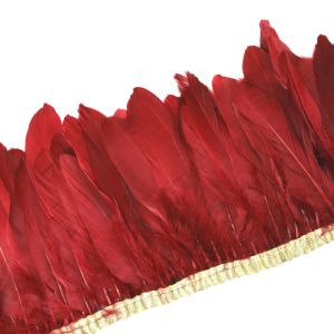 www.houseofadorn.com - Feather Goose Nagoire on Fringe (Price per 10cm) - Red
