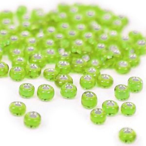 www.houseofadorn.com - Seed Beads - Glass Round Silver Lined Size 12/0 1.9mm (Price per 50g) - Lime Green