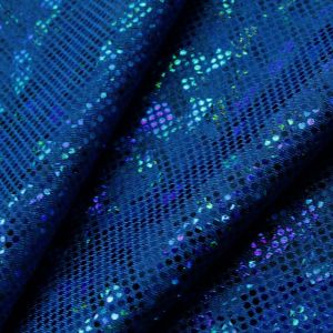 www.houseofadorn.com - Spandex Nylon Lycra 4 Way Stretch Fabric W150cm/190gm - Shattered Glass Hologram Foil Finish (Price per 1m) - Cobalt Blue
