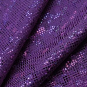 www.houseofadorn.com - Spandex Nylon Lycra 4 Way Stretch Fabric W150cm/190gm - Shattered Glass Hologram Foil Finish (Price per 1m) - Purple