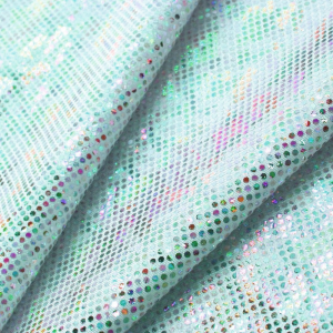 www.houseofadorn.com - Spandex Nylon Lycra 4 Way Stretch Fabric W150cm/190gm - Shattered Glass Hologram Foil Finish (Price per 1m) - Baby Blue