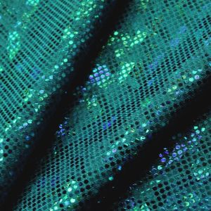 www.houseofadorn.com - Spandex Nylon Lycra 4 Way Stretch Fabric W150cm/190gm - Shattered Glass Hologram Foil Finish (Price per 1m) - Teal