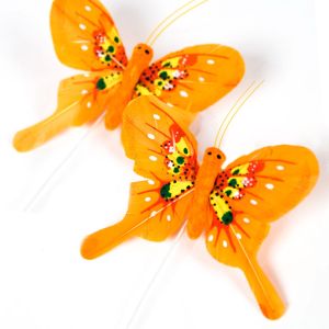 www.houseofadorn.com - Feather Butterfly Style #6975 8.5cm (Price per pair) - Orange