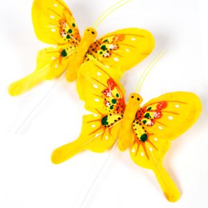 www.houseofadorn.com - Feather Butterfly Style #6975 8.5cm (Price per pair) - Yellow