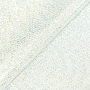 www.houseofadorn.com - Spandex Nylon Lycra 4 Way Stretch Fabric W150cm/200gsm - Fog/Mystique Hologram Sparkly Jewels (Price per 1m) - Silver on White