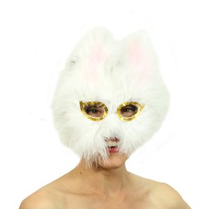 www.houseofadorn.com - Mask Masqerade Bunny w Soft Feathers (Style 2790) - White
